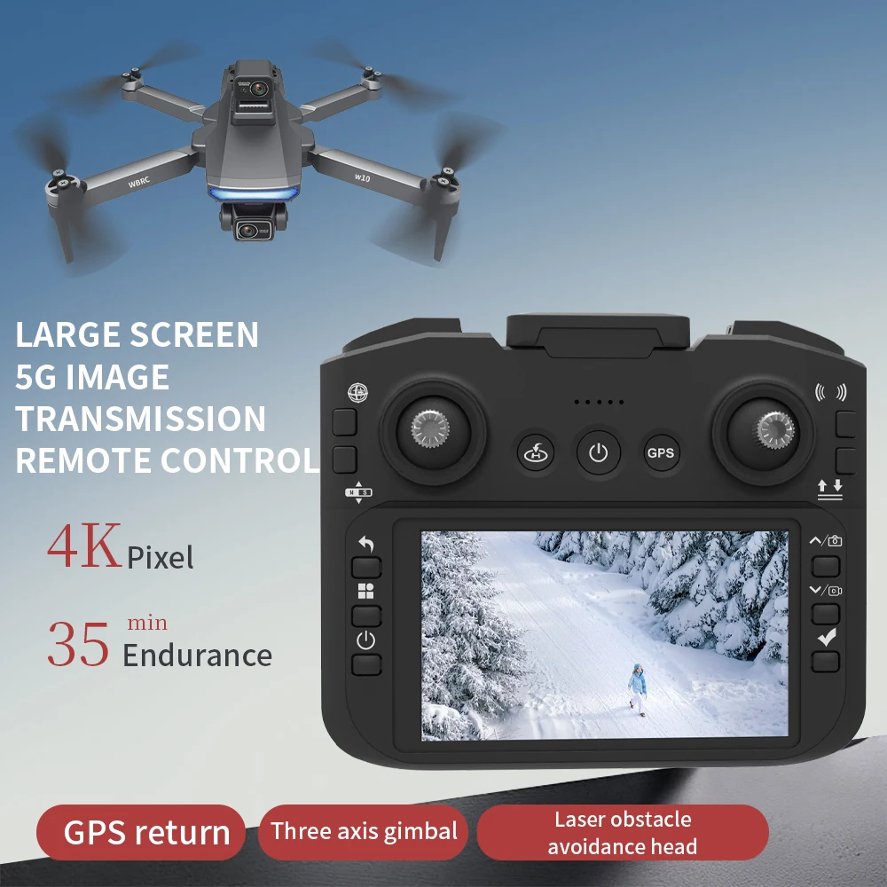 W10 الطائرة بدون طيار ثلاثة محاور Gimbal EIS استقرار GPS طائرة بدون طيار مع شاشة OAS 4K HD كاميرا التتابع تجنب العوائق بالليزر الطائرات بدون طيار #4