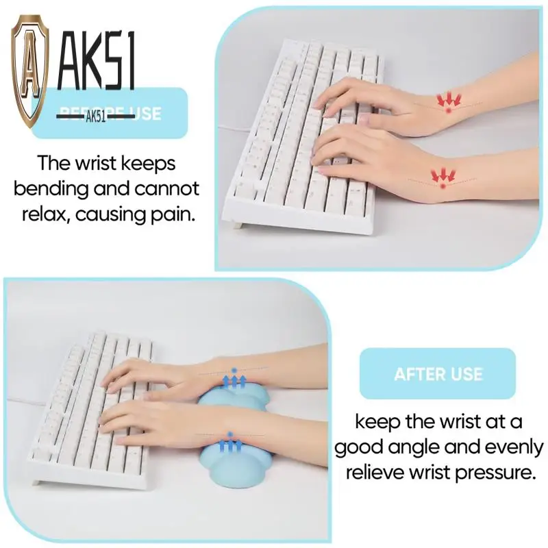 

AK51-Soft Leather Memory Foam Wrist Support Cushion For Easy Typing Pain Relief Anti-Slip A Long