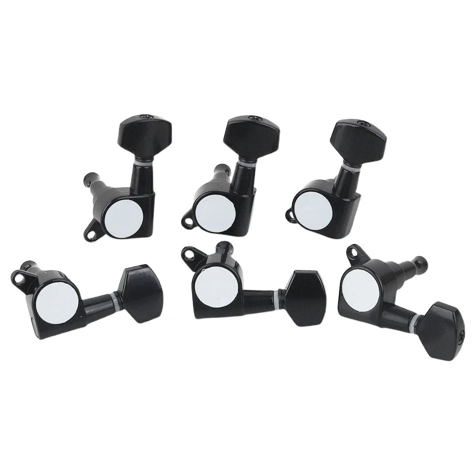 Gearlly 6Pcs/Set Electric Guitar Machine Heads Guitar Tuning Keys Strings Tuners Pegs Black Small Button Guitar Accessories