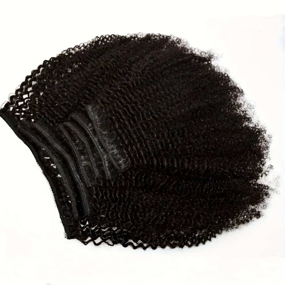 8pcs Kinky Curly Clip In Hair Extensions Human Hair 100% Unprocessed Brazilian Remy Virgin Human Hair Natural Color