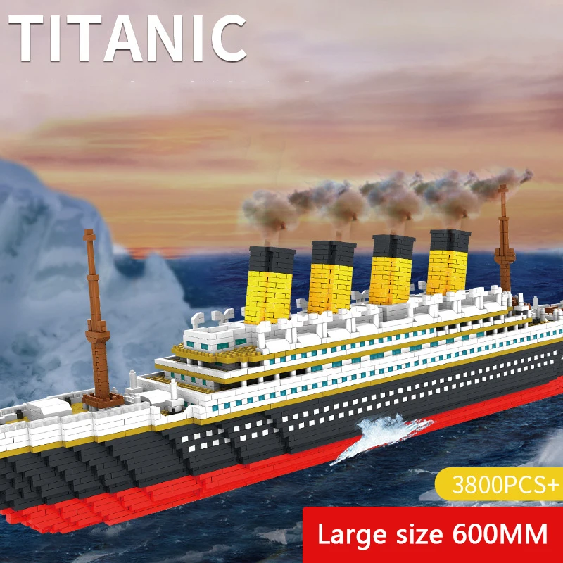 

Titanic Ship Boat Model Building Mini Blocks Sets DIY Creative Bricks Kit Friends Educational Toys for Children Adult