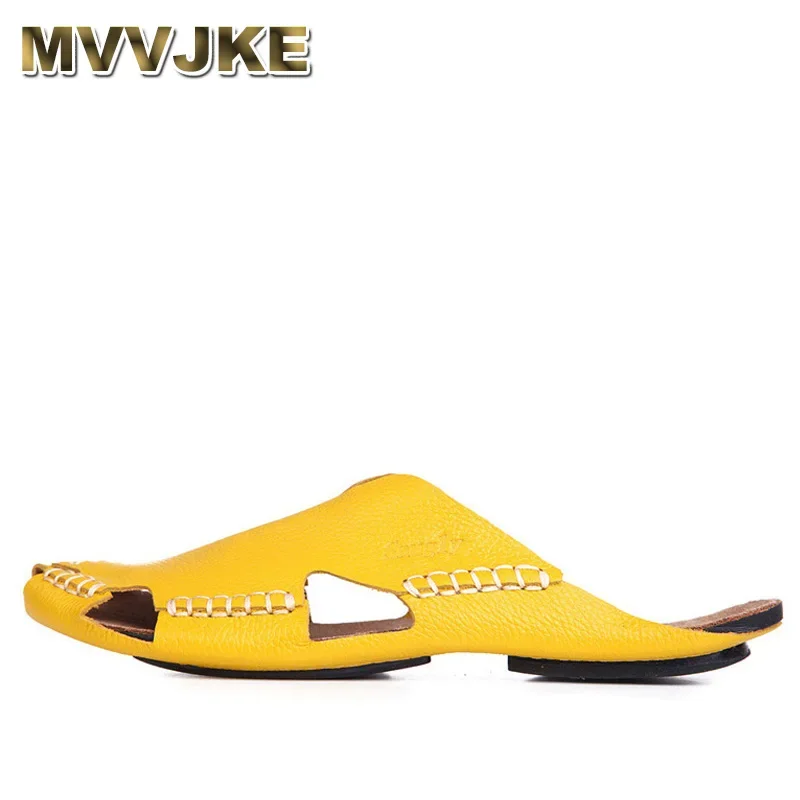 MVVJKE 35-45 Women Sandals 100% Authentic Leather Gladiator Sandals Women Summer Shoes Beach Slides Ladies Shoes