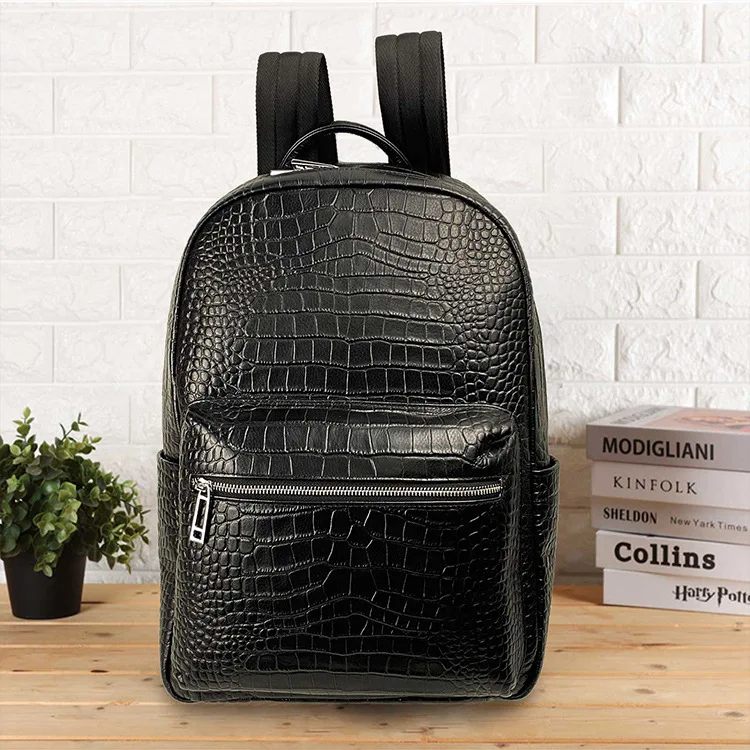 Cow Genuine Leather Men Backpacks Fashion Real Natural Leather Student Alligator Backpack Boy Luxury Brand Computer Laptop Bag