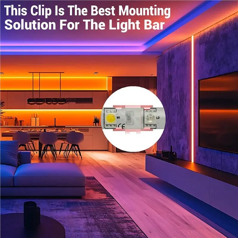 200PCS Mounting Clips For LED Light Strips With Self-Adhesive Tape + Screw Light Clips For Indoor Light Strips