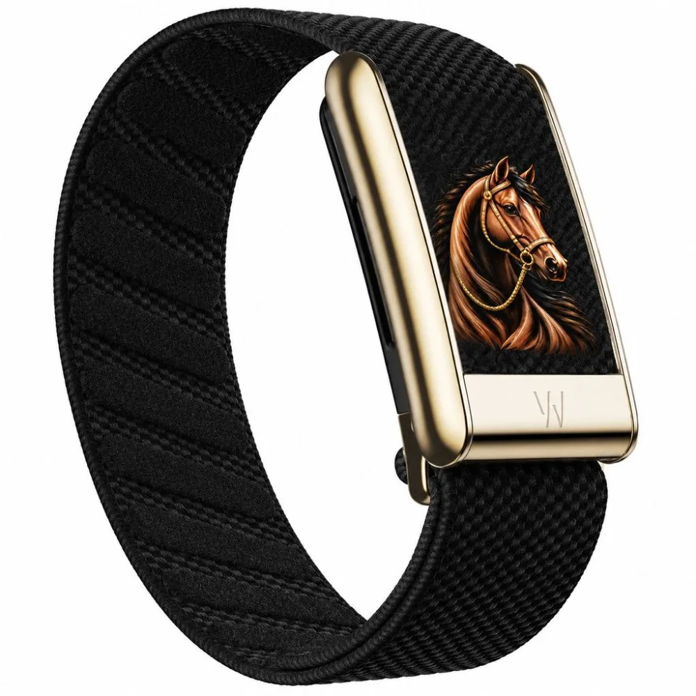 Compatible with WHOOP 5.0 MG Horse Pattern Stretch Nylon Woven Fitness Replacement Wristband