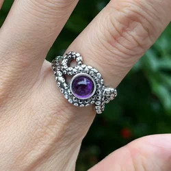 Special Design Retro Octopus Beard Squid Purple Magic Gem Women's Ring Fashion Gothic Deep Sea Series Y2K Party Jewelry