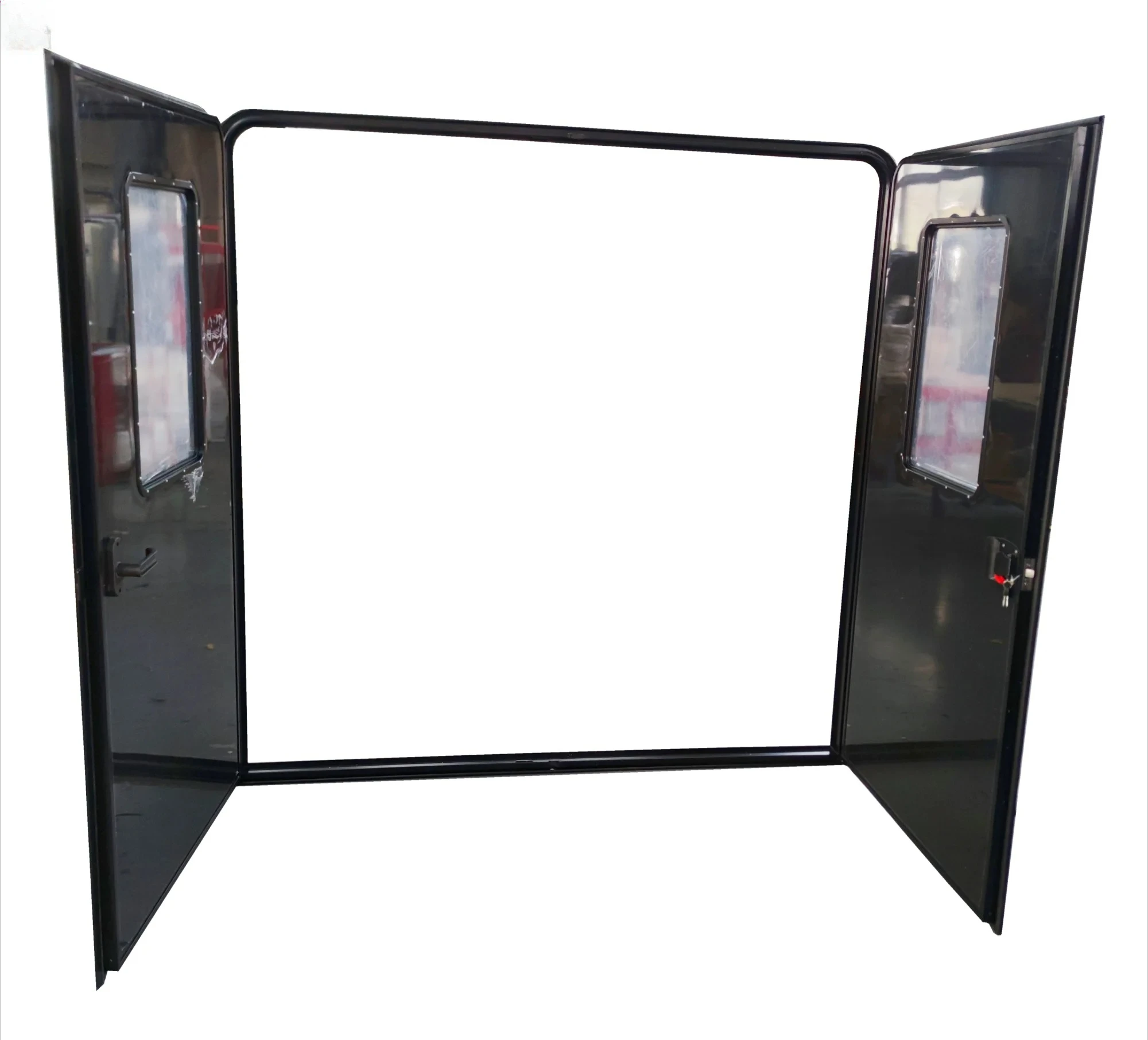 Factory Supply 1200*1800mm Black Color Double Entrance Door With Mechanical Lock Special Vehicles Ambulance RVs Custom Sizes