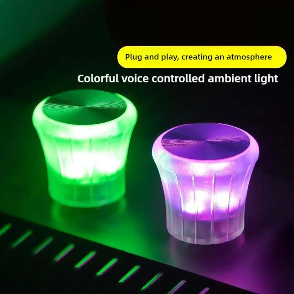 

Car Interior LED Atmosphere Lights RGB Colorful Lights Mini Voice USB Play Ambient Decorative Plug And Lamp Control D4U2