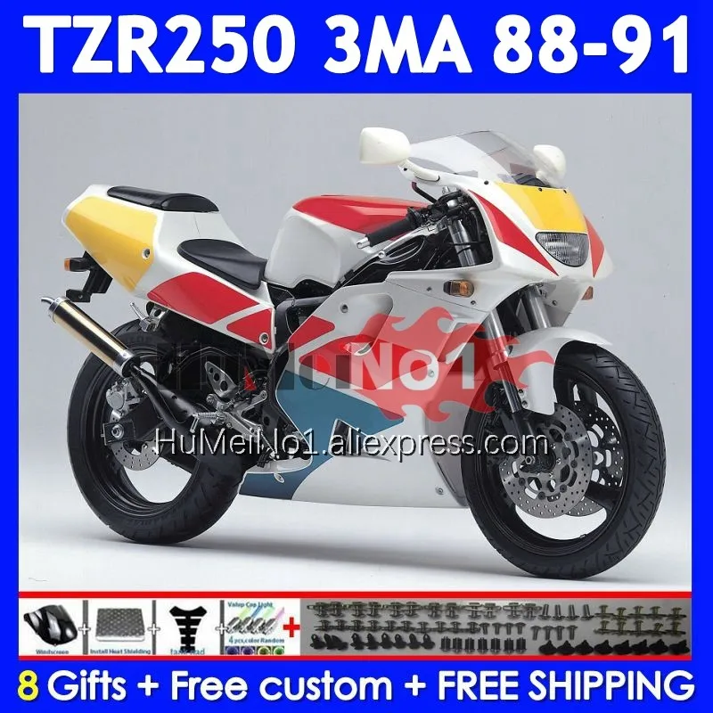 Kit For YAMAHA TZR-250 3MA TZR250 YPVS RS Yellow red TZR 250 88 89 90 91 375No.18 TZR250R TZR250RR 1988 1989 1990 1991 Fairing