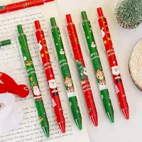 20/4pcs Creative Christmas Press Gel Pen 0.5mm Black Ink Writing Supplies Cartoon School Student Gift Stationery Signature Pens