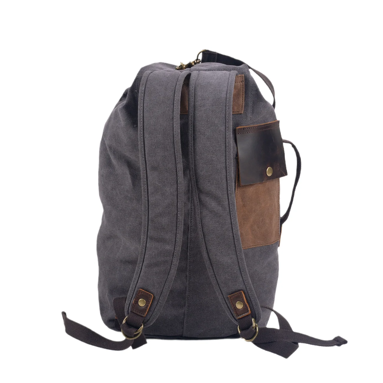 Vintage Simple Canvas Backpack Large Capacity Cylinder Bag Outdoor Sports Backpack Travel Mountaineering Backpack