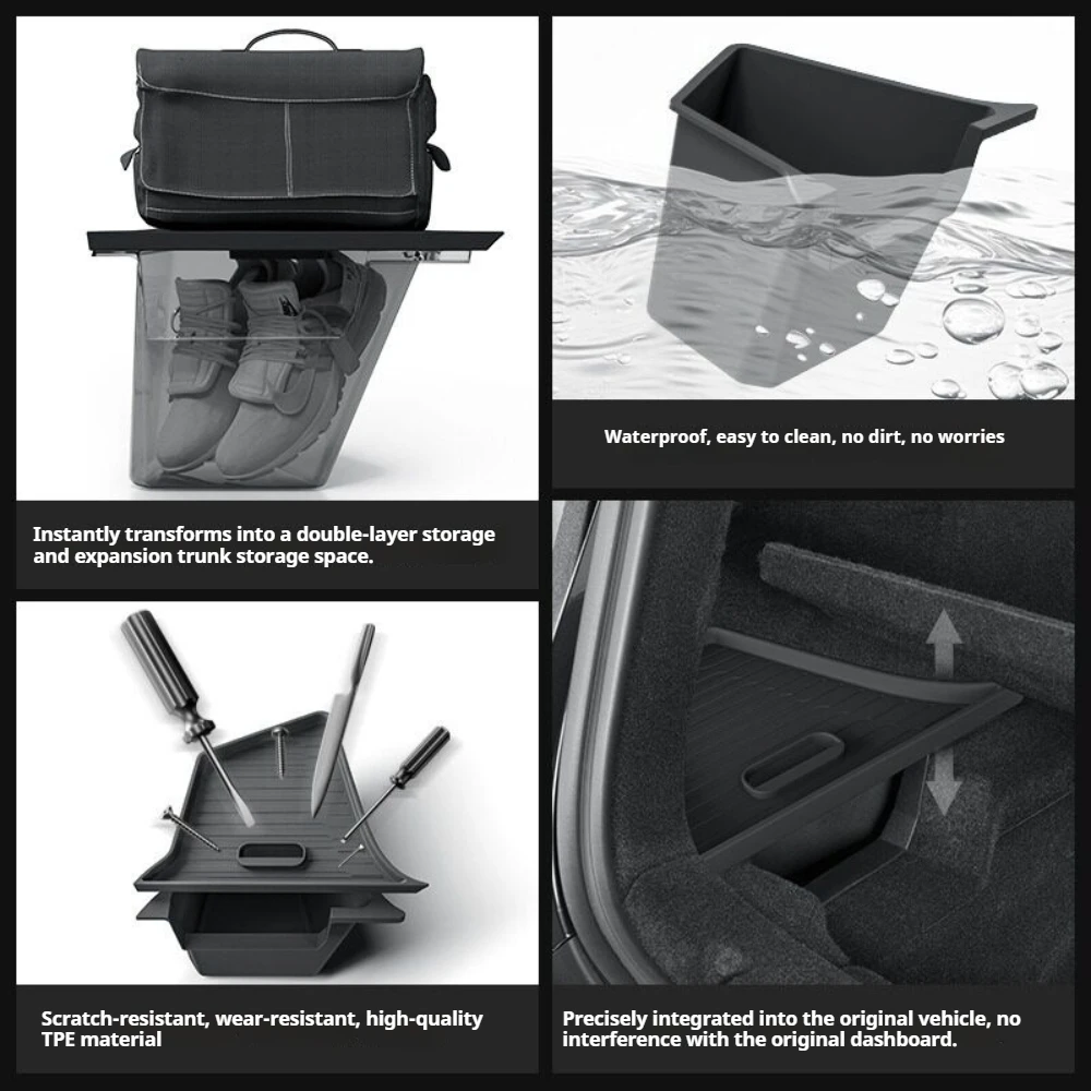 For New Tesla ModelY/3/YL Trunk Side Storage Boxes, Rear Cargo Organizer Bin, Custom Interior Accessories