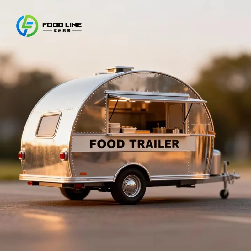 Customized Square Shape Aluminum Food Vending Cart Towable Ice Cream Truck Mobile Food Trailer With Candy Chips Commercial Use