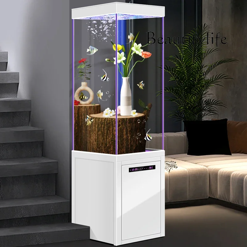 BJ Ecological Fish Tank Living Room Small Bottom Filter Ultra-white Glass Three-dimensional Floor-to-ceiling Water Box