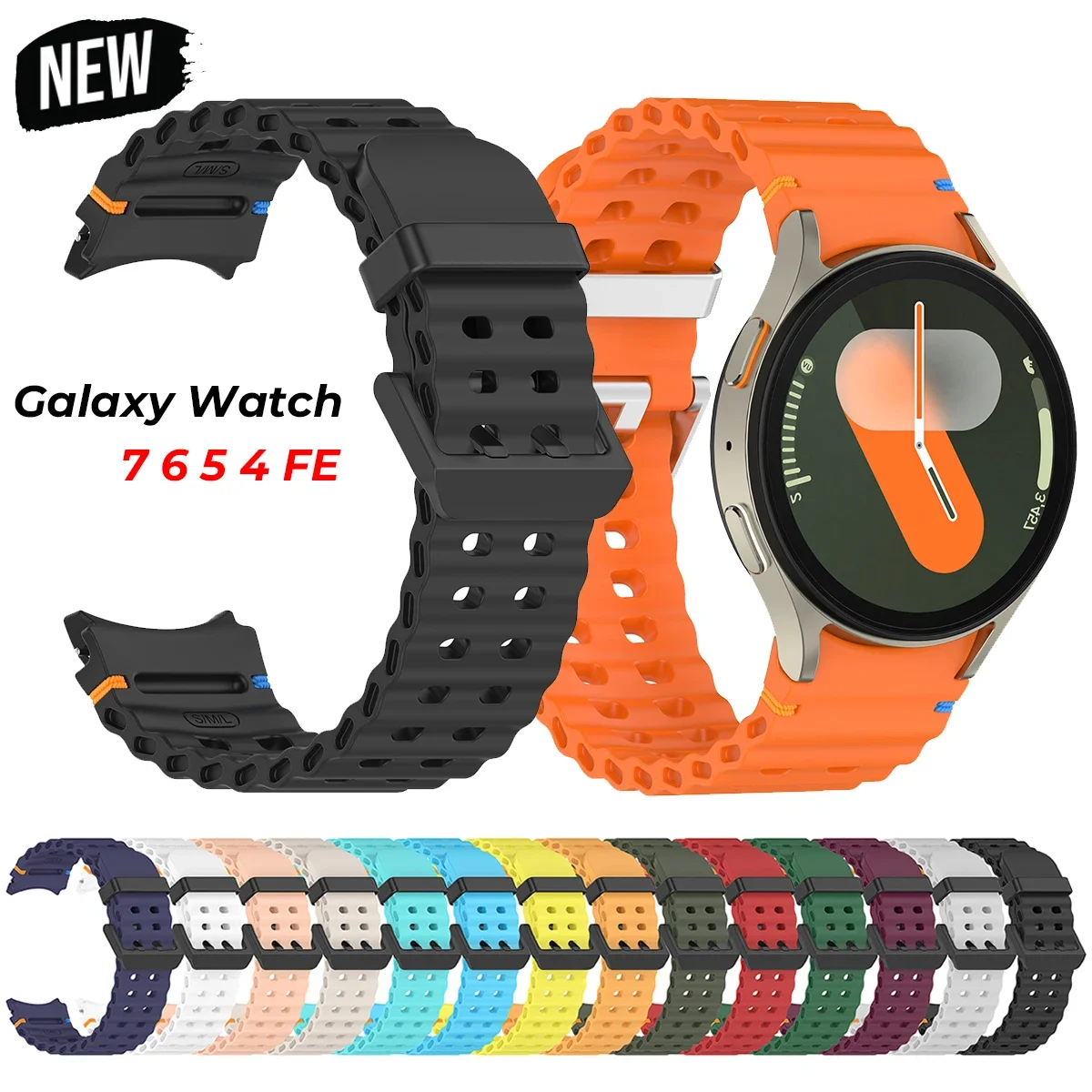 

Ремешок для Samsung Galaxy Watch 7/6/5 Pro/4 classic 40 мм 44 мм Спортивный силиконовый браслет без зазоров на запястье Correa Браслет Galaxy Watch 7 ремешки