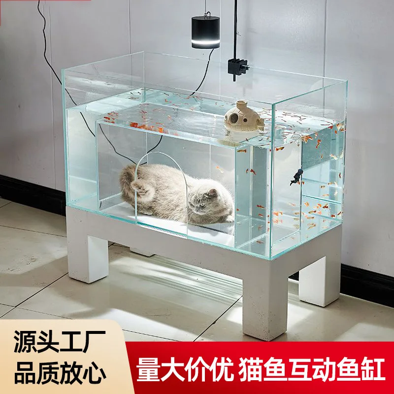 Aquarium intégré pour chat, petit tunnel domestique, aquarium ornemental ultra-blanc pour chat, peut être percé et utilisé comme espace de repos.