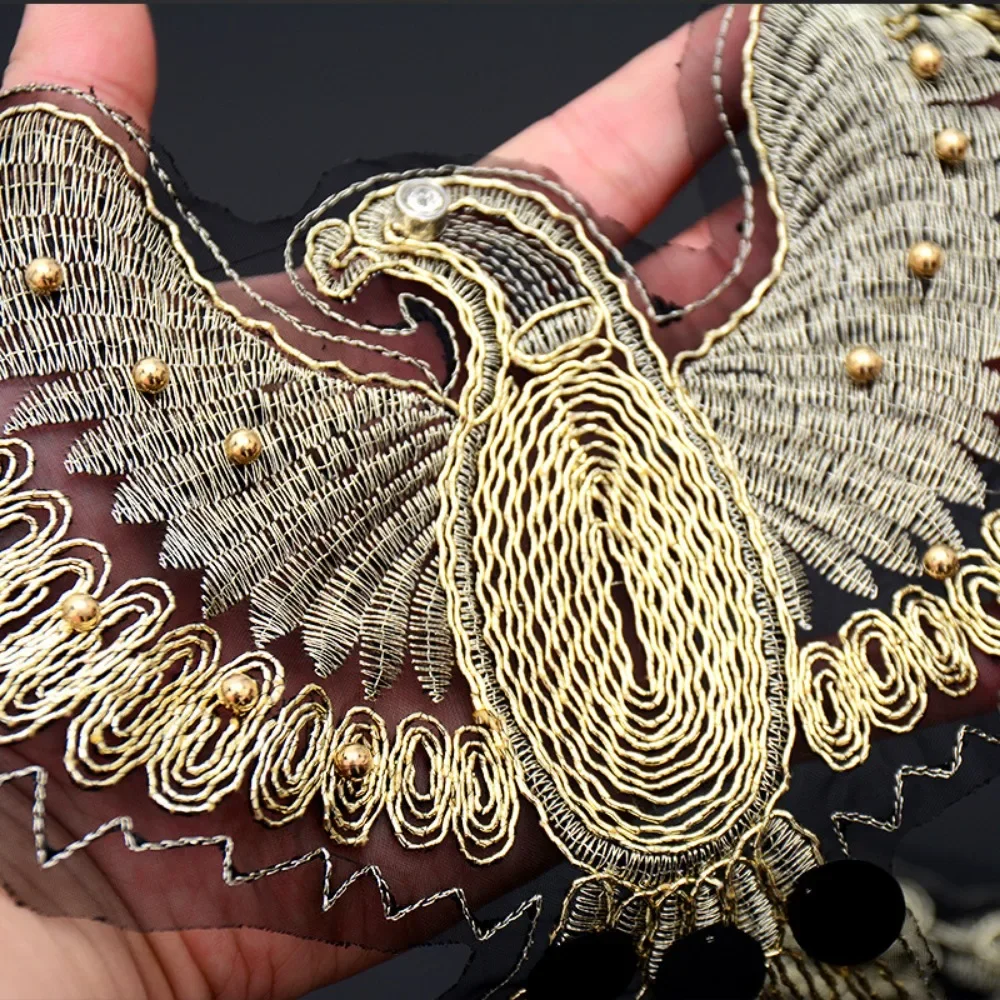 Large Organza Beaded Eagle Embroidered Cloth Sticker DIY Clothing Accessories Clothes Pants Jacket Decorative Patch Sticker
