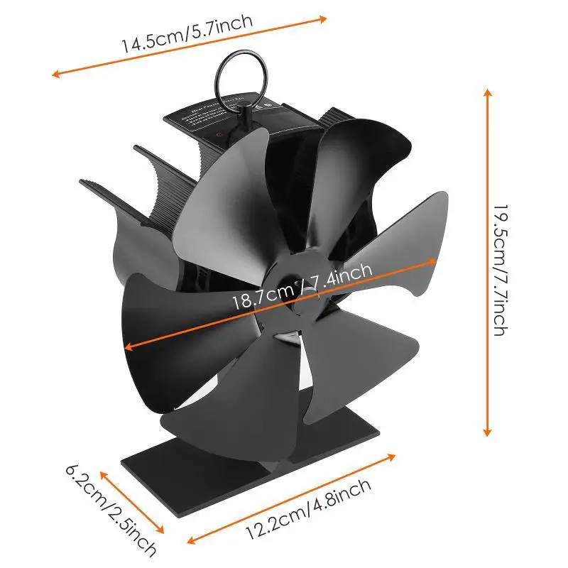 6 Blade Fireplace Fan Heat-powered Stove Fan Log Wood Burner Eco Friendly Quiet Fan Outdoors No Battery or Electricity Stove Fan