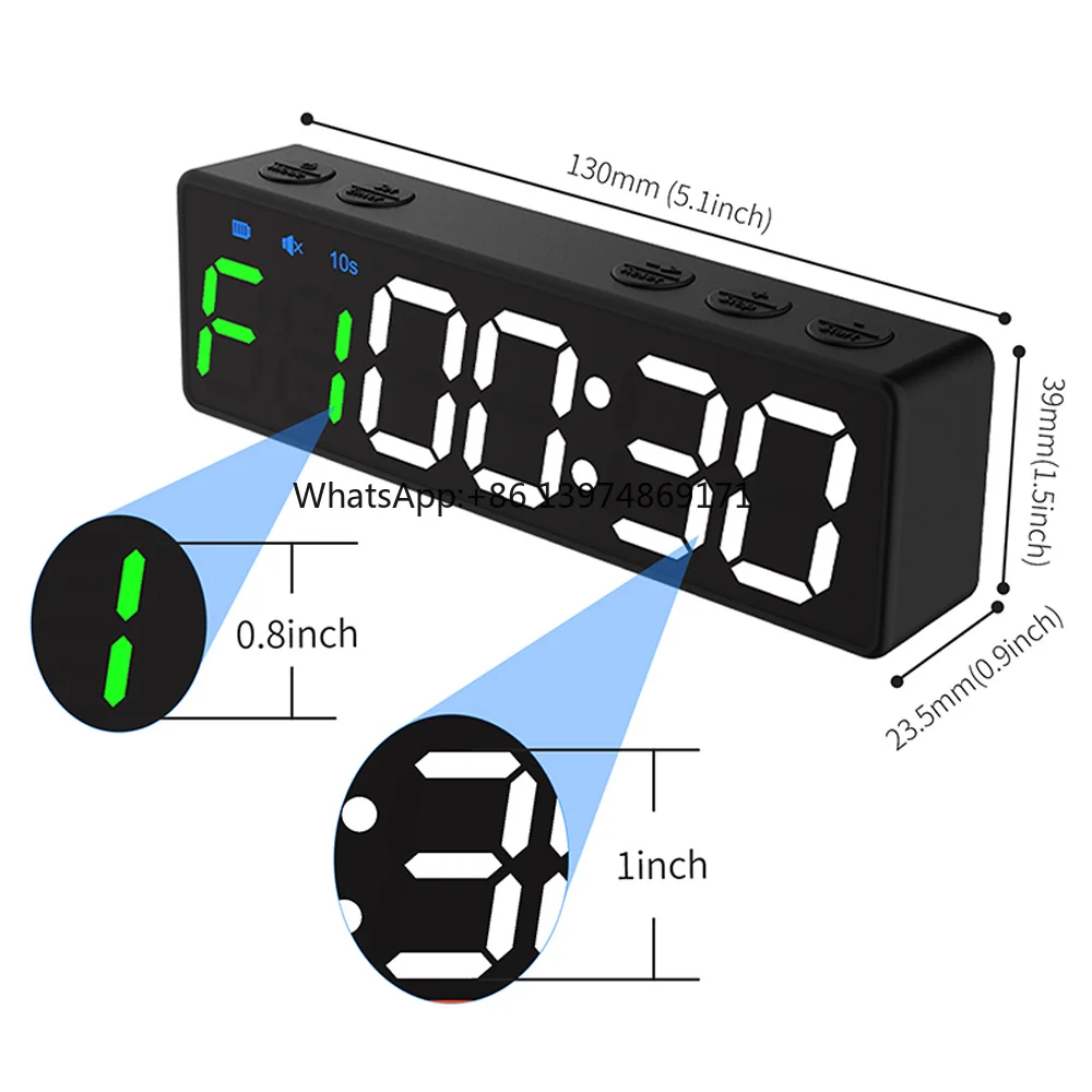 Portable Gym Timer Interval Timer Workout Countdown/UP/Stopwatch Back Magnetic Timer USB Rechargeable 8 Type Fitness Modes