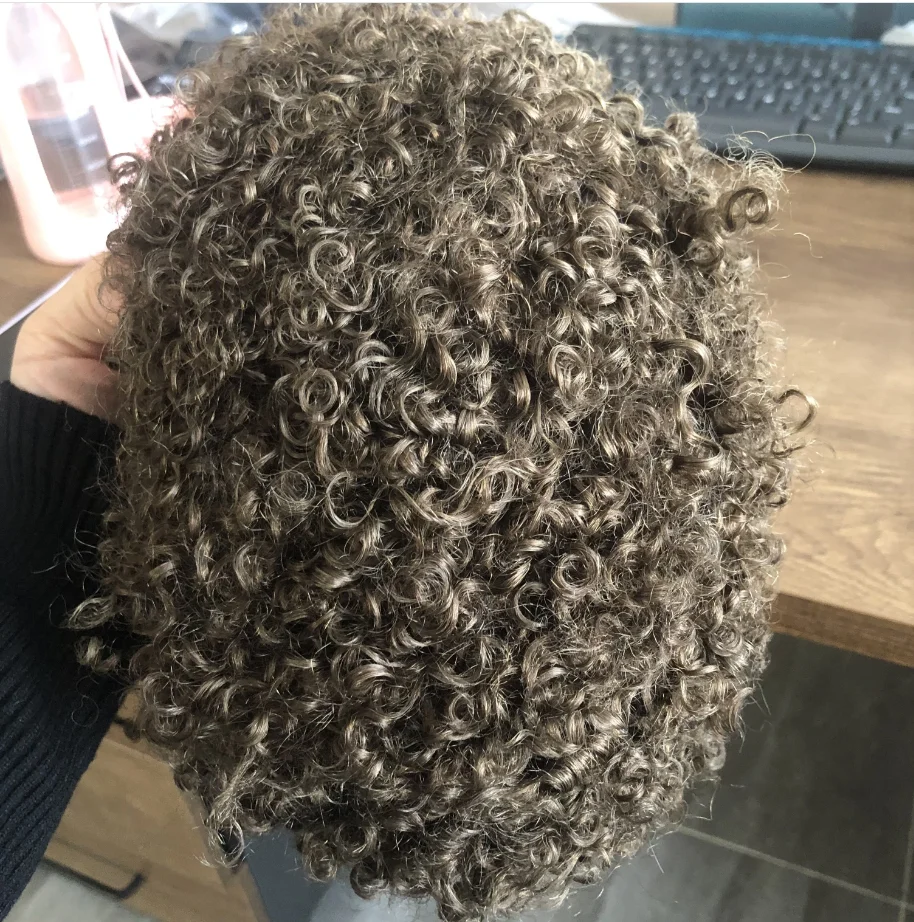 15 مللي متر مجعد غير قابل للاكتشاف التبييض عقدة الشعر البشري الدانتيل و بولي Men الرجال تساقط الشعر التصحيح استبدال الشعرية الاصطناعية الرجال الشعر المستعار