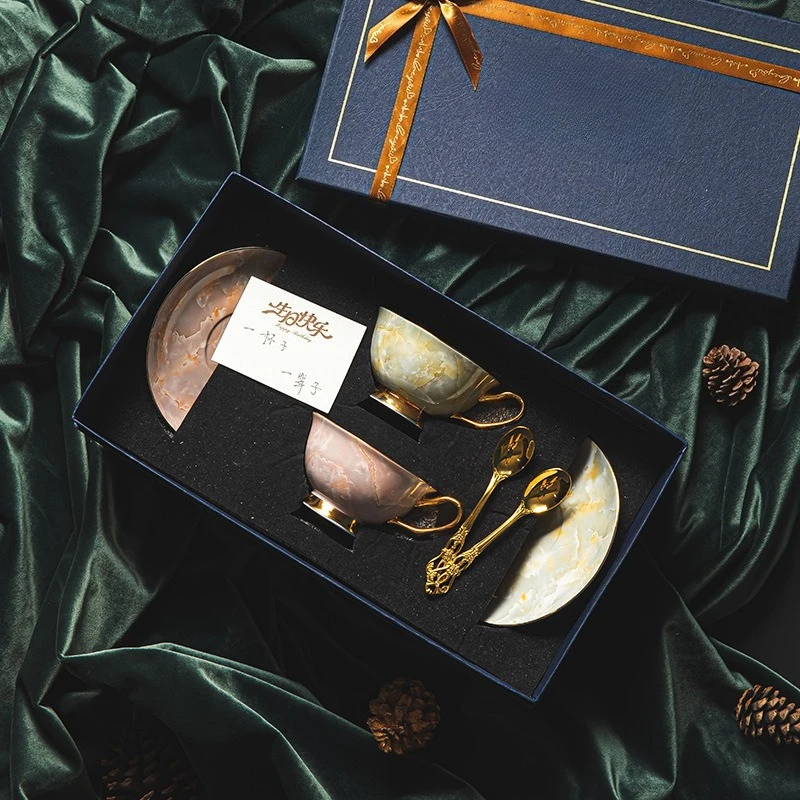 

Ceramic Retro Style High Aesthetic Bone China European Coffee Cup Set Afternoon Tea Ware Gift Box Luxury Cup And Saucer