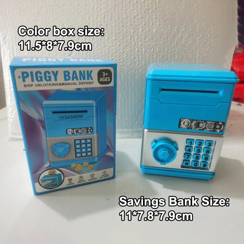 عملات آمنة صغيرة أوتوماتيكية، صندوق نقود موفر للنقود، رمز عداد كلمة المرور، قفل مفتاح، بنك العملات المعدنية، ATM للأطفال