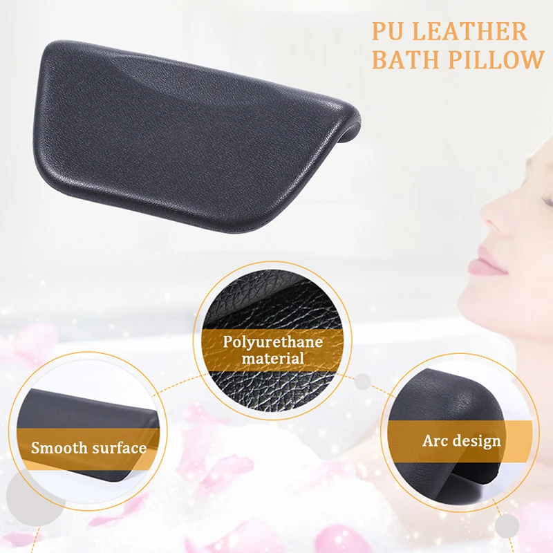 Headrest Bath Tub Neck Back Support With Suction Cups Waterproof Jacuzzi Spa Pu Pillow For Bathroom Bathtub Pillow For Head Neck