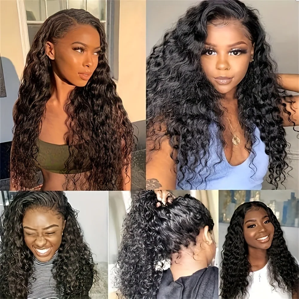 180% Density V Part Deep Wave Human Hair Wig