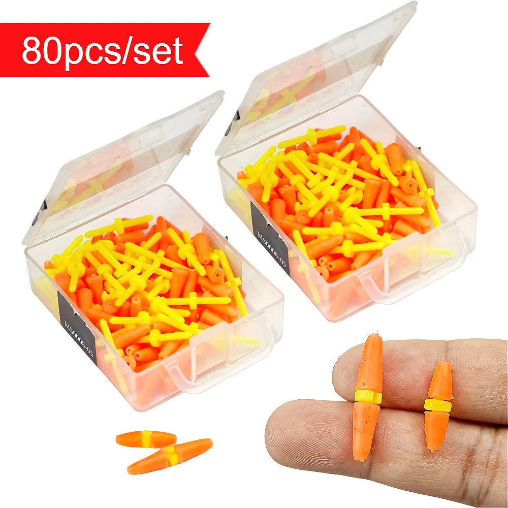 80pcs/set Rock Sea Fishing Anti Wind Bar Cara Rod Bobber Float Stoppers Fishing Tackle Fishing Float Stoppers Tool Accessories