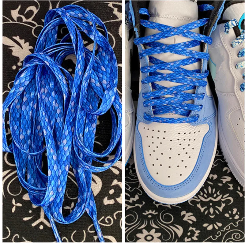 Fashion Snake Pattern Shoelaces individuality Python Fish Print Women Men Pattern High-top Canvas Sneakers Shoelace Dropship