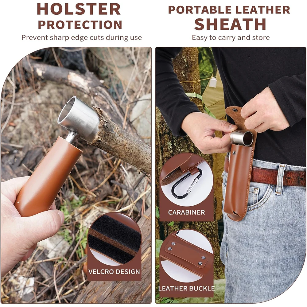 مثقاب خشبي يدويا للبقاء على قيد الحياة، أداة مثقاب عين سكوتش ومستوطنين للتخييم، في الهواء الطلق، مع صندوق واقي وخطاف