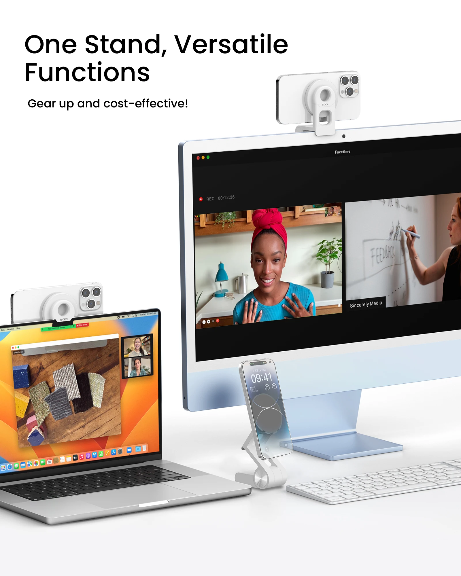 Continuïteit Camera Mount voor Macbook Magnetische telefoonhouder met Mag-Safe Compatibele kanteling voor Desktop Monitor Webcam Mount