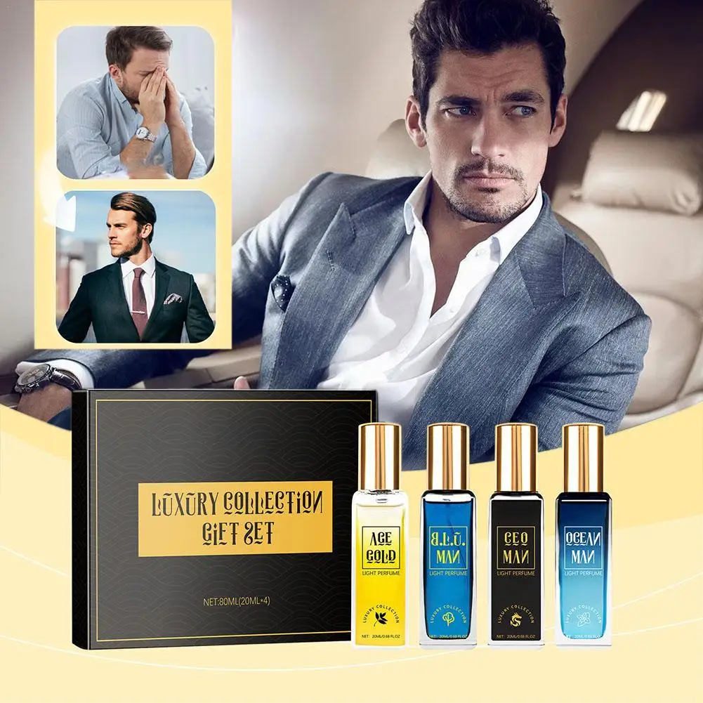 

Men Perfume Spray Gift Box Four Piece Set Lasting Fragrance Cologne Ocean Scent Attracting Women Fresh Natural Charming Perfume