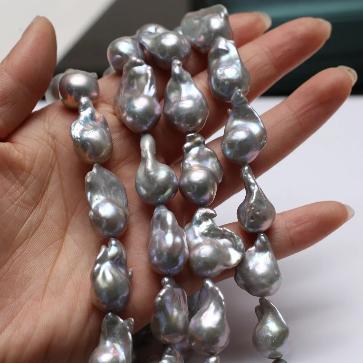 15x23-15x25mm AAAAAA Unique Form Gray Natural Freshwater Pearl Baroque Bead Women Jewelry Make DIY Necklace Bracelet Accessories