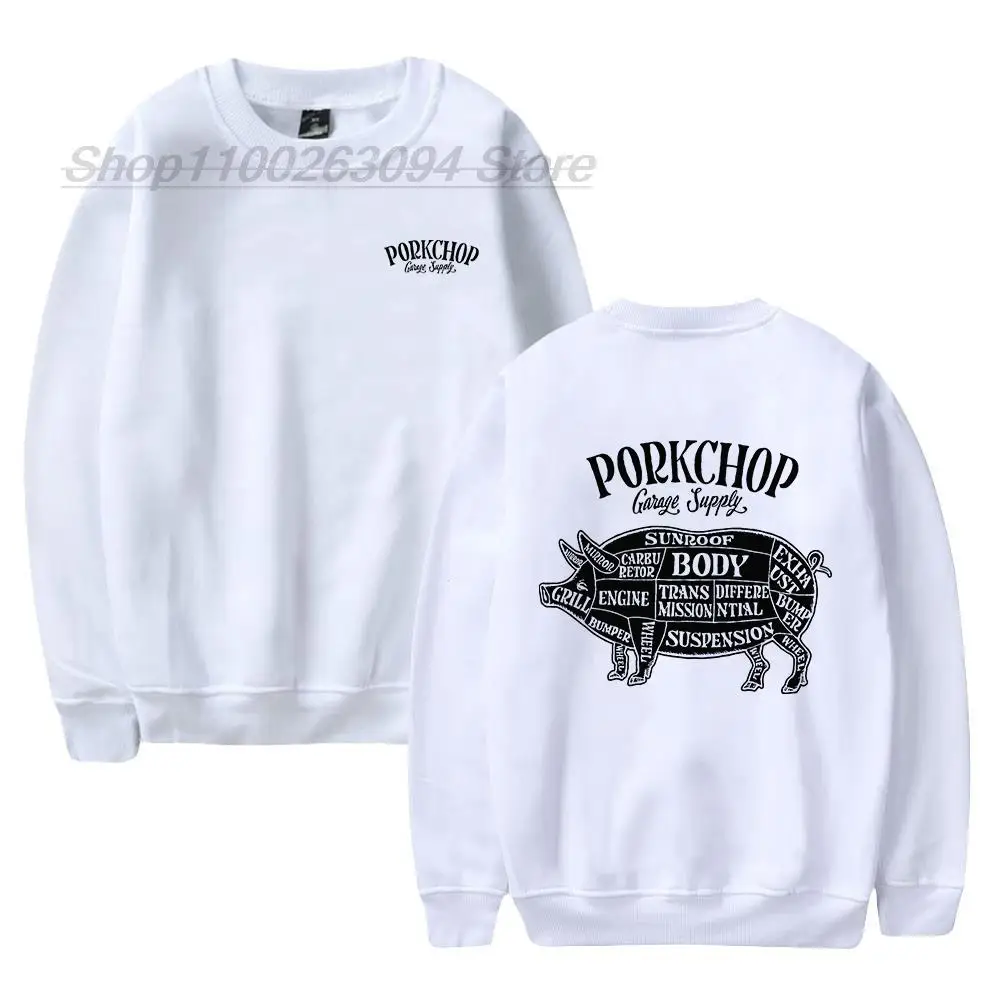 

PorkChop Garage Red Sweatshirt Men's Women's Print Pullover Unisex Harajuku Sportswear Streetwear Hip Hop Clothes Sweatshirt