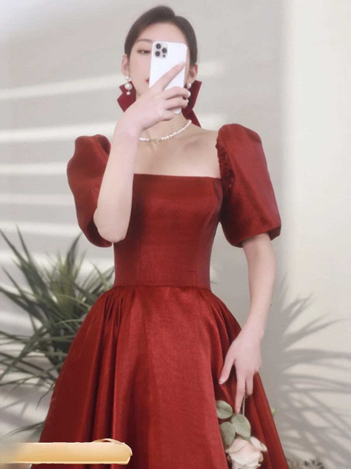 

Princ Escape Bride Wine Red One oulder Long Evening Gown for Wedding Cany Annual Meeting ort Sve A-Line Skirt