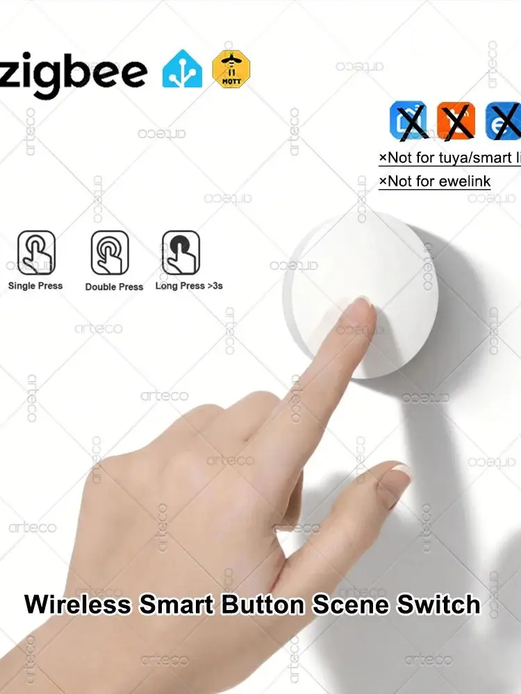 ZigBee Wireless Scene Switch Push Button Controller, kompatibel mit Z2MQTT, batteriebetriebenes Automatisierungsszenario für Zigbee-Geräte