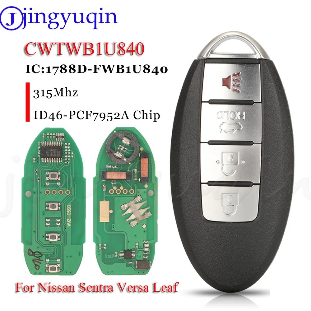 

Jingyuqin CWTWB1U840 Умный автомобильный дистанционный брелок 315 МГц ID46 для Nissan Sentra Versa Leaf 2013 2014 2015 2016 2017 2018 285E3-3AA0A