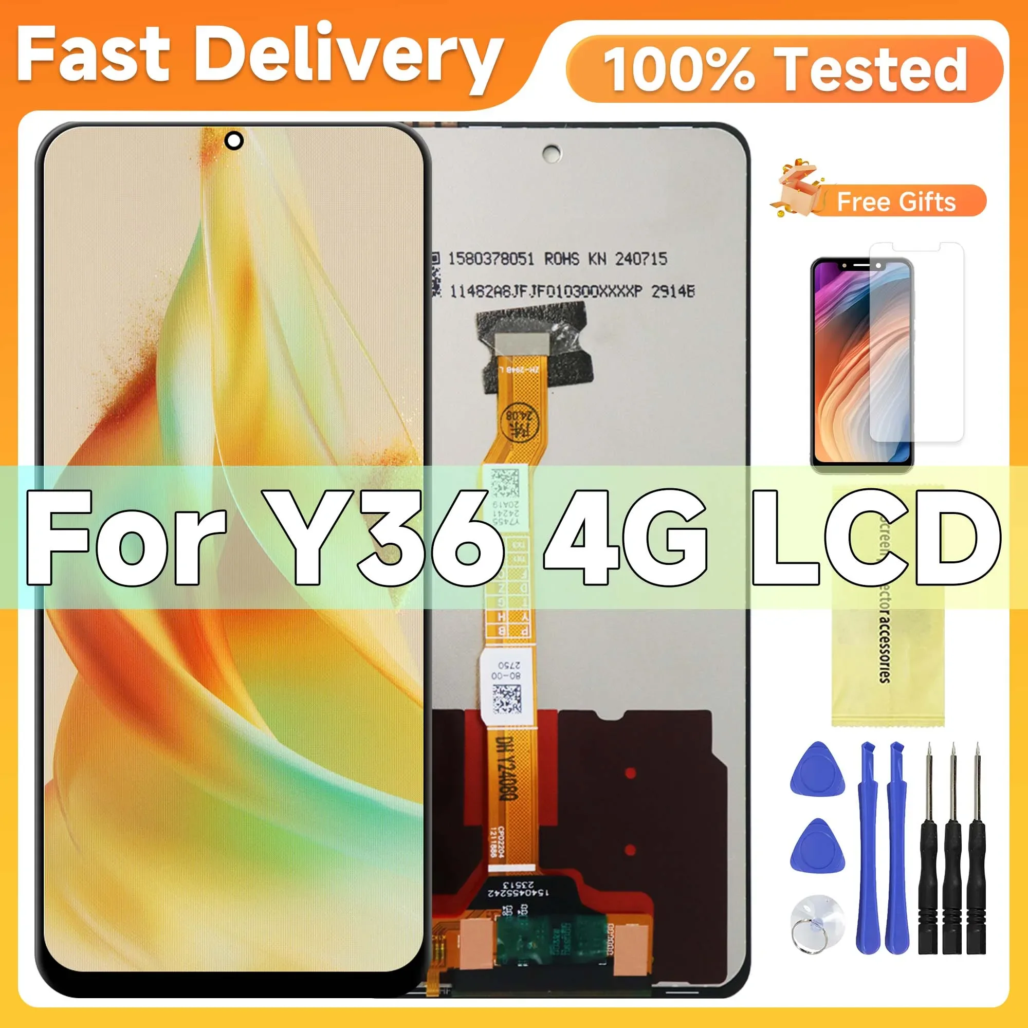 

6.64'' Tested Y36 4G Display Screen For Vivo Y36 LCD V2247 Display Touch Digitizer Assembly Replacement Parts