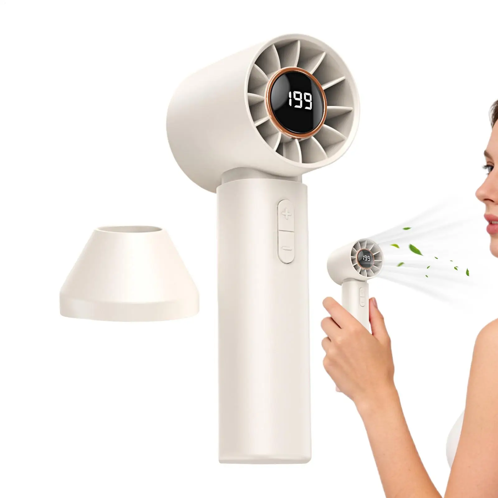 Handheld Fan 5 Speeds Blower with Digital Display Rechargeable Portable Fan for Travel Vacation Camping Hiking Backpacking Beach