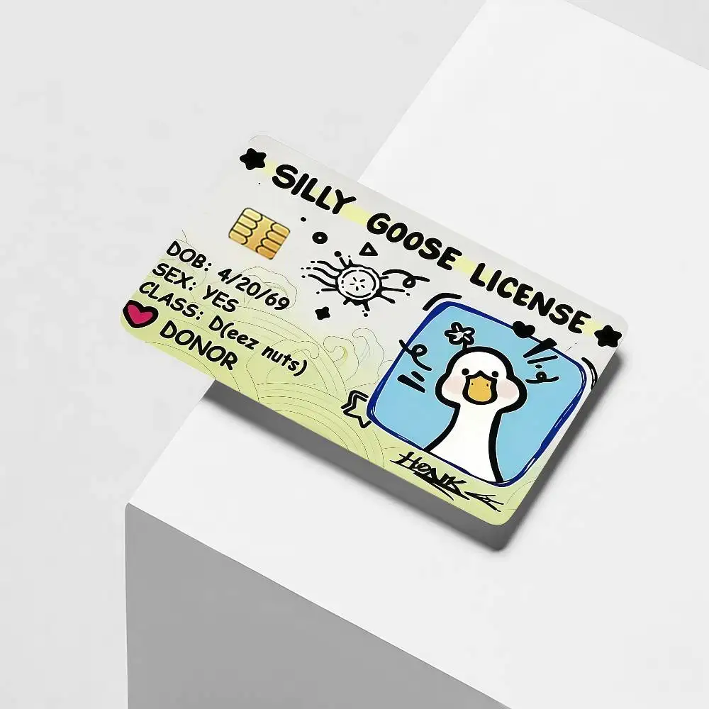 SILLY GOOSE LICENSE Credit Card Decorative Card Stickers Suitable For Bank Cards Metro Transit Anti-scratch Gift 4PCS