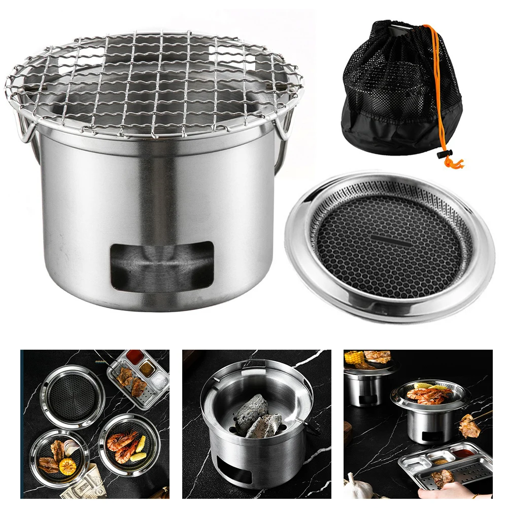 Outdoor Stainless Steel Barbecue Charcoal Grill For Travel Picnic Party Camping  For Outdoor Cooking Camping Picnics Backyard