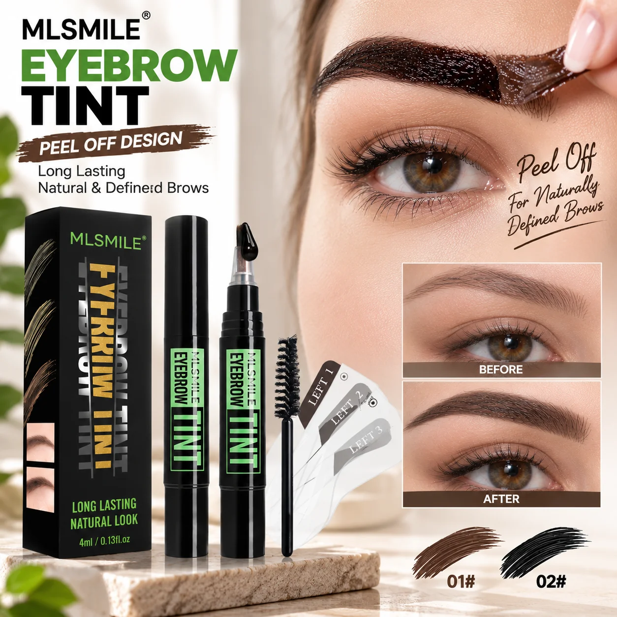 Rotating Liquid Eyebrow Dye Tint Brush Pencil Gel Set Semi-Permanent Long Lasting 2 Weeks Waterproof Coloring Eyebrow Cream Kit