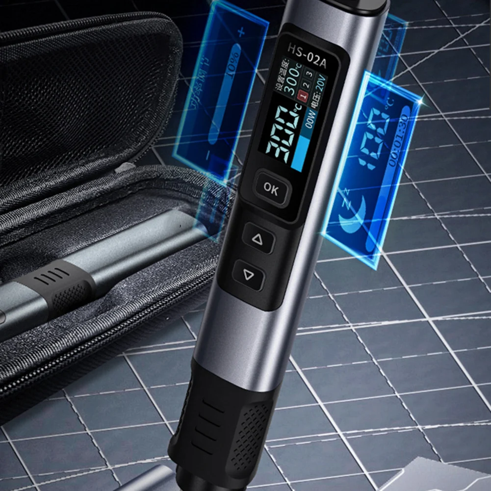100W Portable Soldering Iron Kit HS-02 With 0.96 Inch Screen Fast Heating Adjustable Temp For Electronics Repair Welding Tool