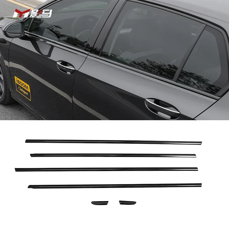 High Quality  Car Exterior Accessories Car Window ABS Black Moulding Trim For VW Golf 8 MK8 GTI PRO R-Line 2021 2022 2023