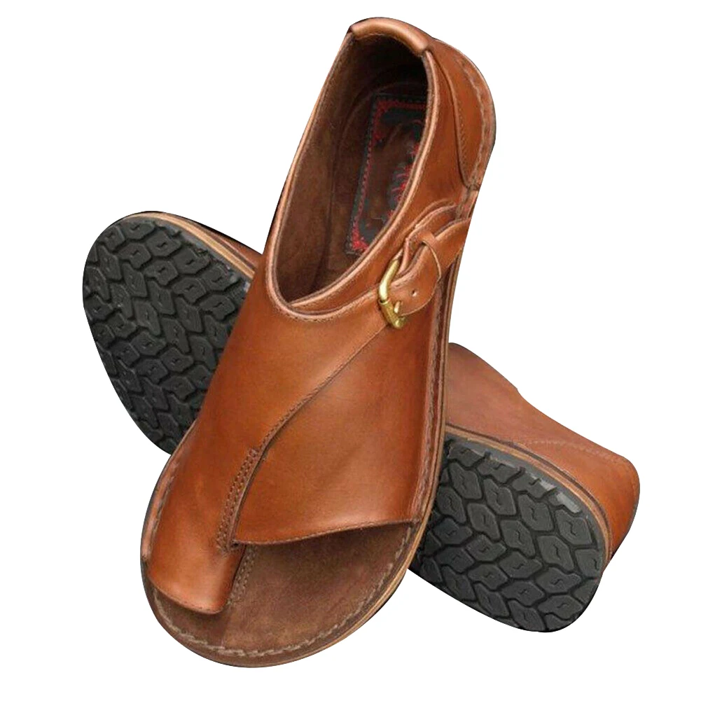 

Женские плоские сандалии с открытым носком, с ремешком на пряжке, пляжная обувь, нескользящие, дышащие, для лета