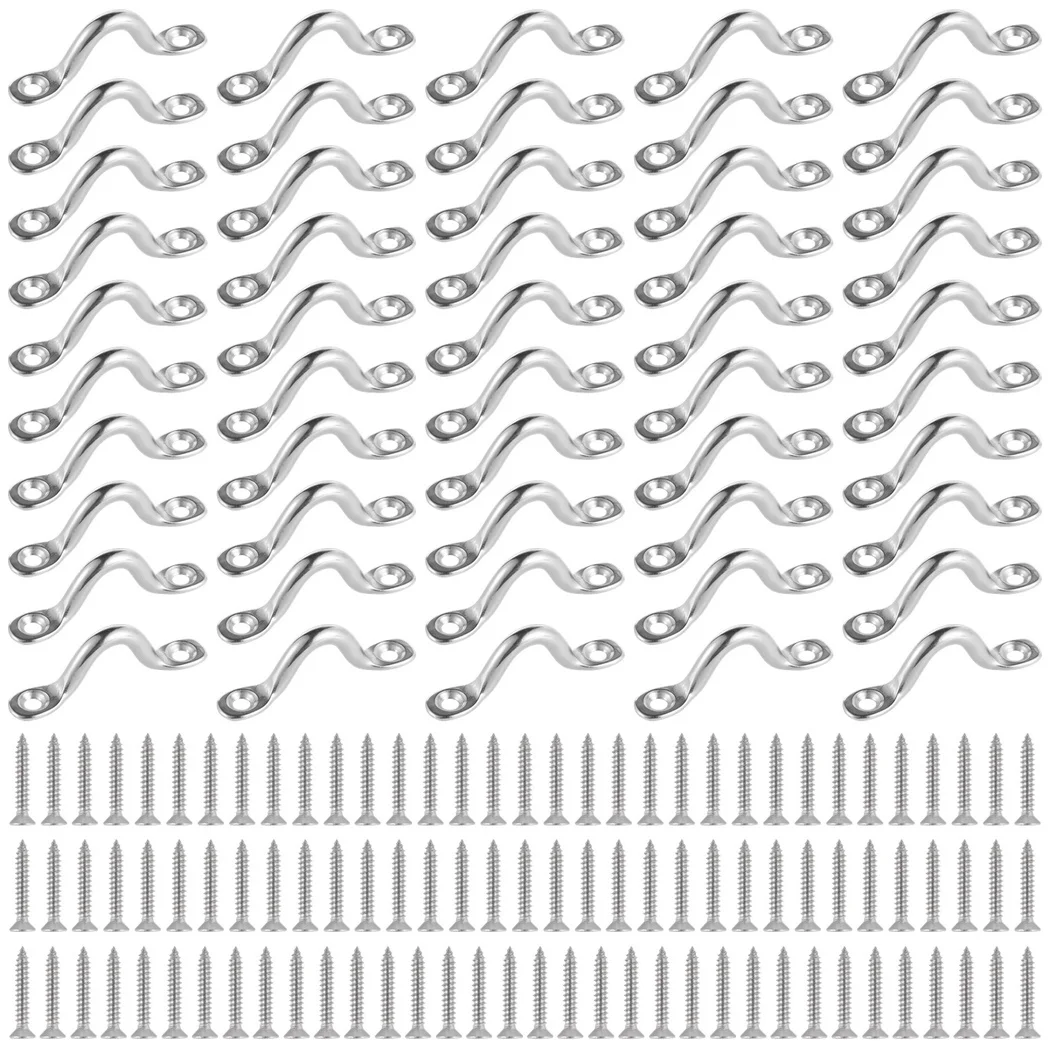 50Pcs Boat Eye Straps Bimini Boat Top Pad Eyes M5 Kayak Deck Loops With 100 Pcs Scews Hanging U Hooks Tie Down Points For Kayak