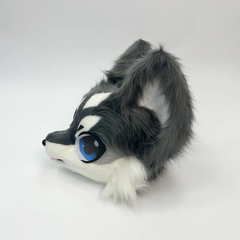Fursuits رئيس الحيوان رئيس القط فروي رئيس لطيف الكلب رئيس هالوين لعب الأدوار زي تأثيري أقنعة المعرض الهزلي