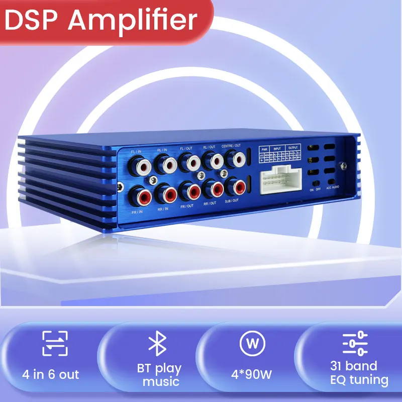 

4*90W 31EQ Amp DSP Amplifier Car Audio Processor Automotive Radio 4-Core 32-Bit DSP Processing Chip Support For Mobile App