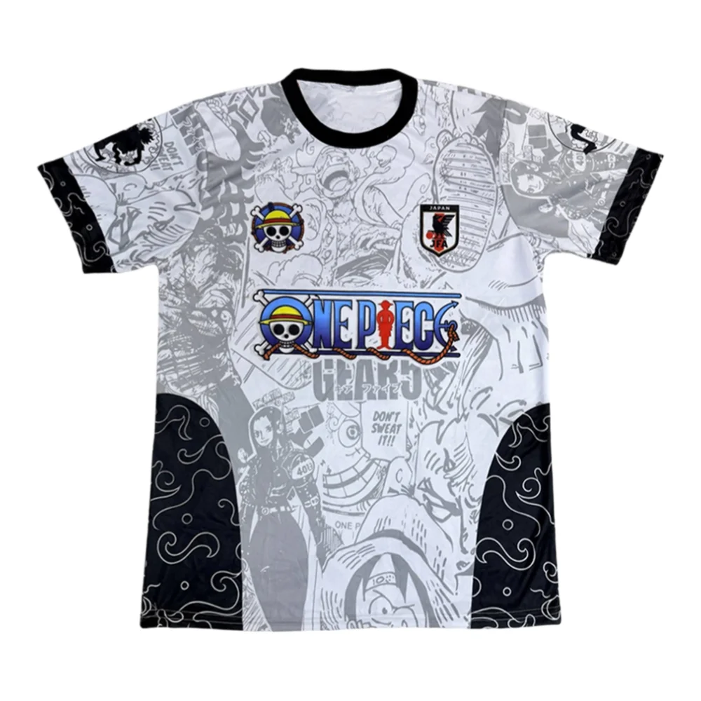 One Piece Luffy Gear 5 Manga Print Football Jersey Breathable Short Sleeve T‑Shirt Japan Anime Sports Tee Casual Top For Fan
